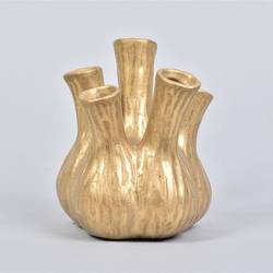 Keramik Vase Aglio gold Röhrchen 13x16cm