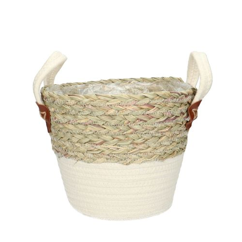 Korb Henkel Lily weiss/natur D20cm H20cm