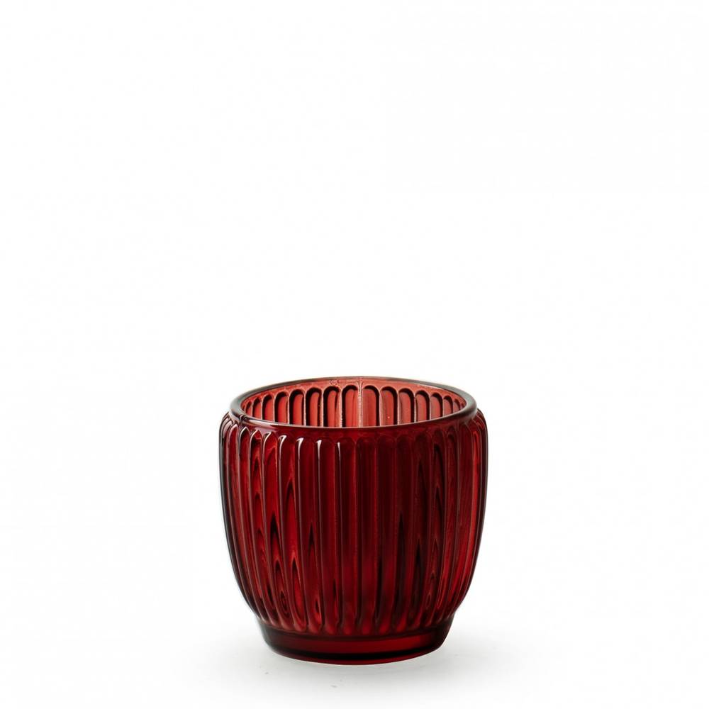 Glas Teelicht Millie rot D08cm H07cm