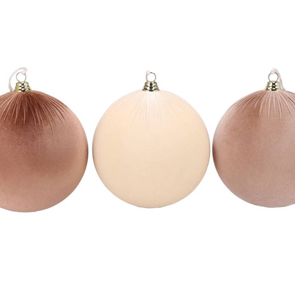 Hänger Kugel Velvet Joyful mix creme 3/Set D25cm