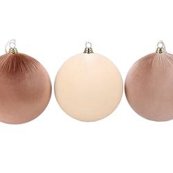 Hänger Kugel Velvet Joyful mix creme 3/Set D25cm