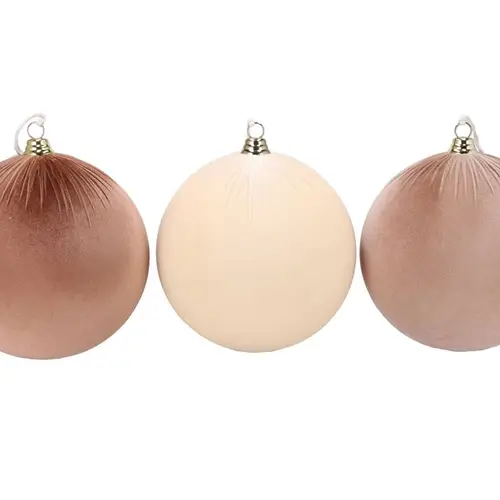 Hänger Kugel Velvet Joyful mix creme 3/Set D25cm