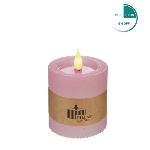 LED Stumpfkerze rosa D07cm H08cm ex.AAA inkl.Dimmer