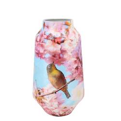 Eisen Vase April Vogel blau 26x26x26cm