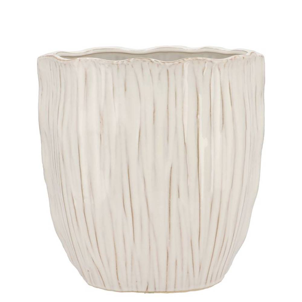 Keramik Übertopf Lima Oval weiss 31x18x21cm