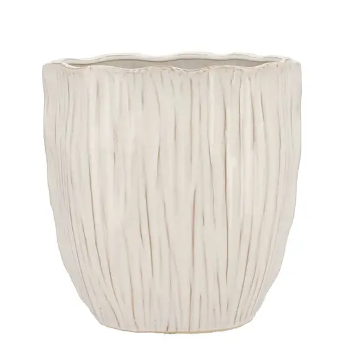 Keramik Übertopf Lima Oval weiss 31x18x21cm