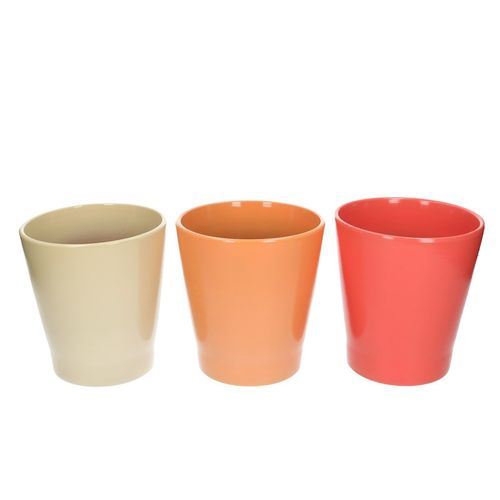 Keramik Orchidee Übertopf mix lachs D13cm H14cm