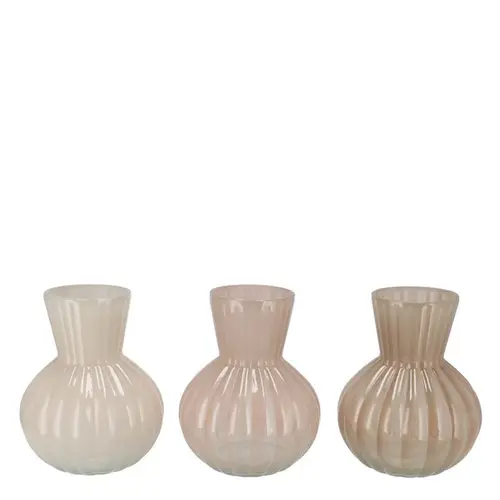 Glas Vase Feline mix creme D12cm H15cm