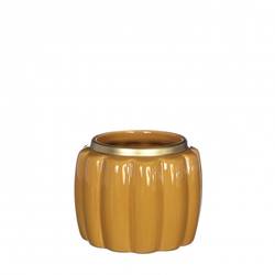 Keramik Übertopf Pouff gelb D09.5cm H07.5cm 