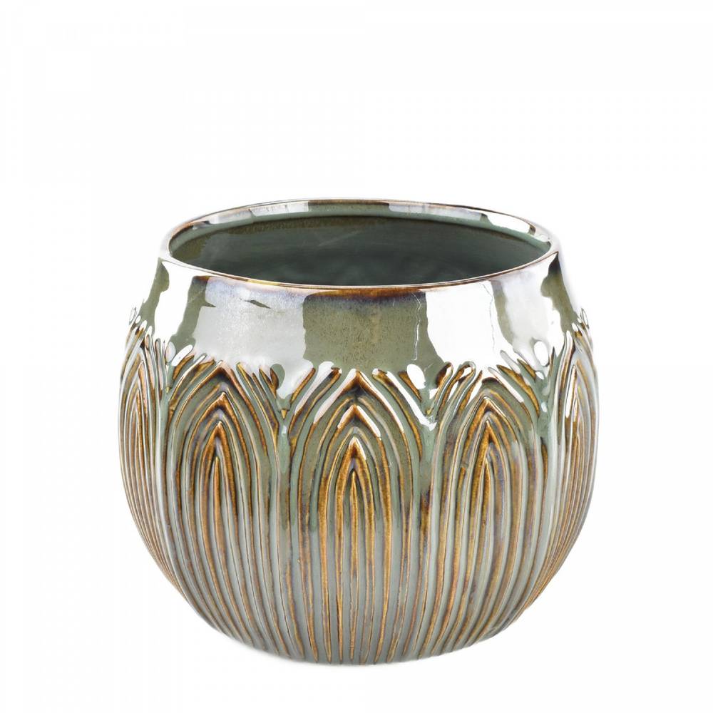Keramik Topf Lotus grün D20 H15cm 