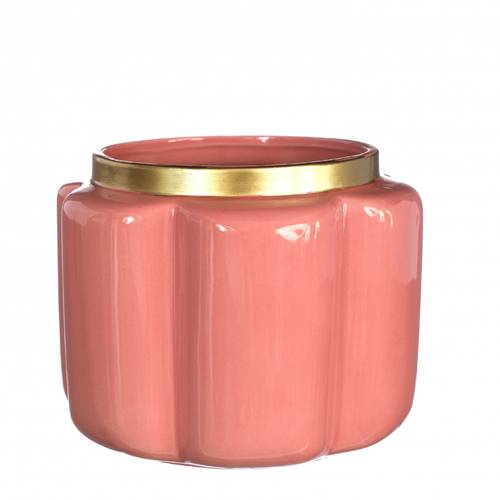 Keramik Übertopf Pouff lachs D17.5cm H13.5cm