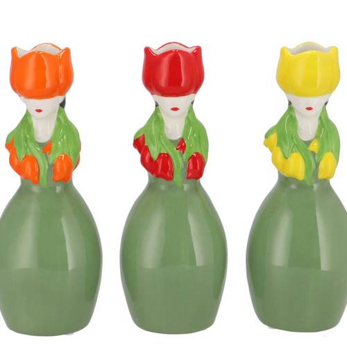 Keramik Vase Lucy Summer mix orange 09x08x22cm