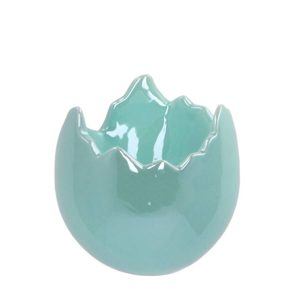 Keramik Übertopf Ei perle blau D10cm H10cm