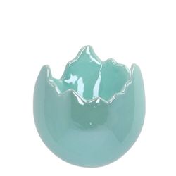 Keramik Übertopf Ei perle blau D10cm H10cm