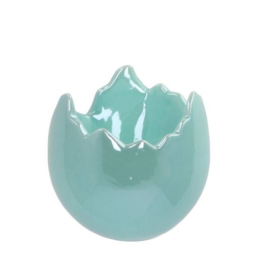 Keramik Übertopf Ei perle blau D10cm H10cm