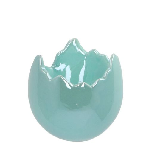 Keramik Übertopf Ei perle blau D10cm H10cm