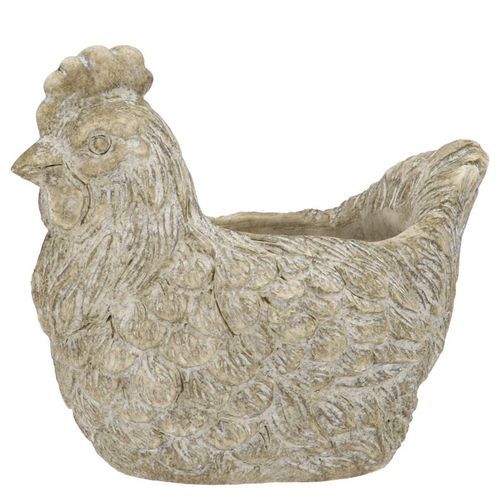Beton Übertopf Huhn grau 22x15x18cm