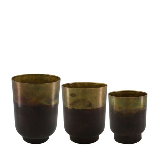 Metal Vase Set von 3 d21*31cm
