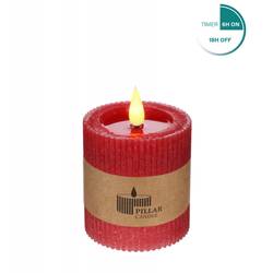 LED Stumpfkerze rot D07cm H07.5cm ex.AAA inkl.Dimmer