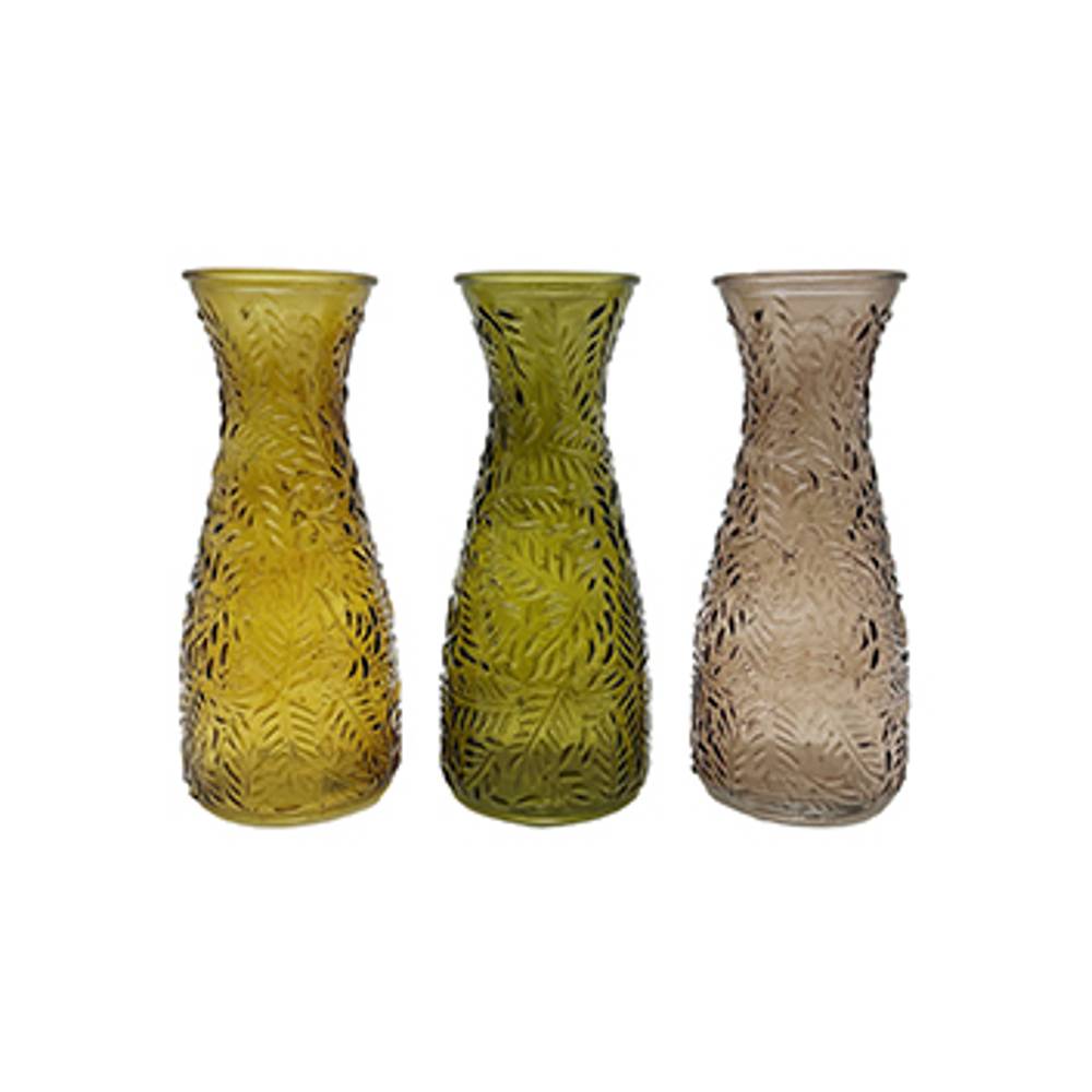 Glas gelb/dunkel grün Vase Sienna 3/Set H26cm