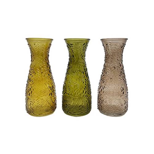 Glas gelb/dunkel grün Vase Sienna 3/Set H26cm