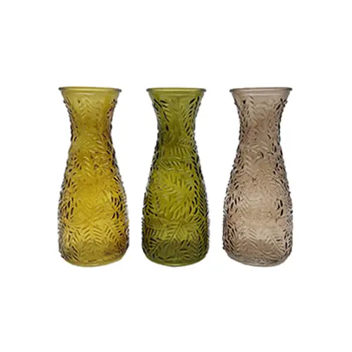 Glas gelb/dunkel grün Vase Sienna 3/Set H26cm