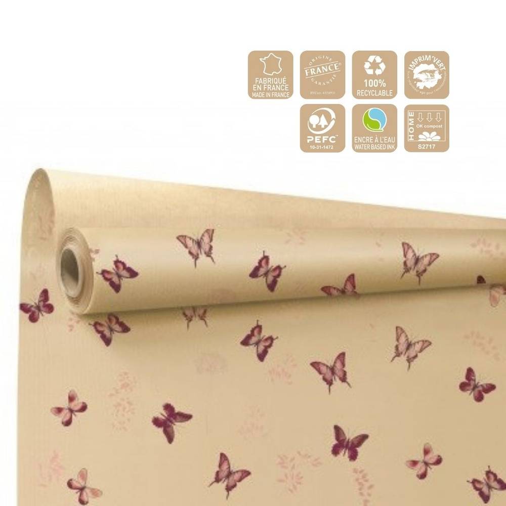 Papier Rolle 80cm Floraison lila/natur 40m
