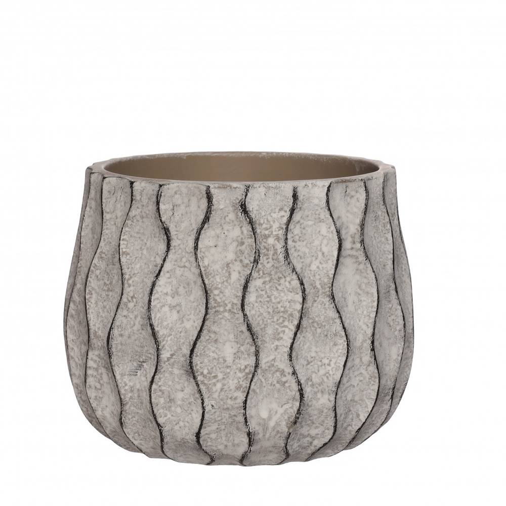 Keramik Übertopf Wave grau D17cm H13cm