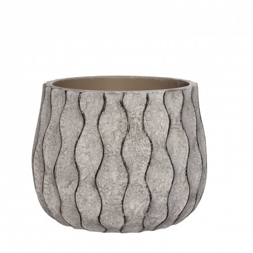 Keramik Übertopf Wave grau D17cm H13cm