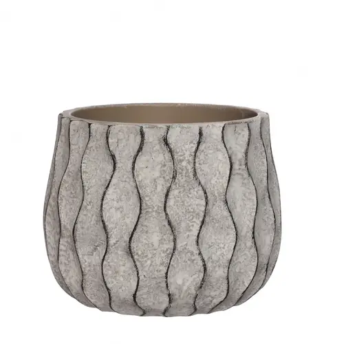 Keramik Übertopf Wave grau D17cm H13cm