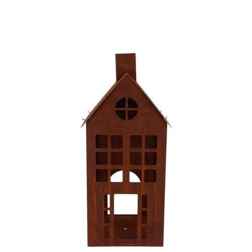 Deko Teelichthalter Haus Rost D12cm H25cm