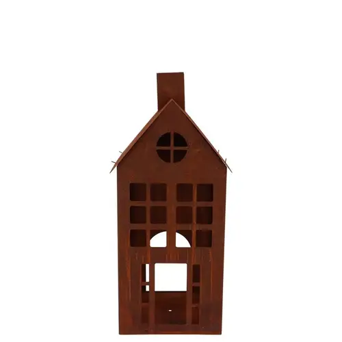 Deko Teelichthalter Haus Rost D12cm H25cm
