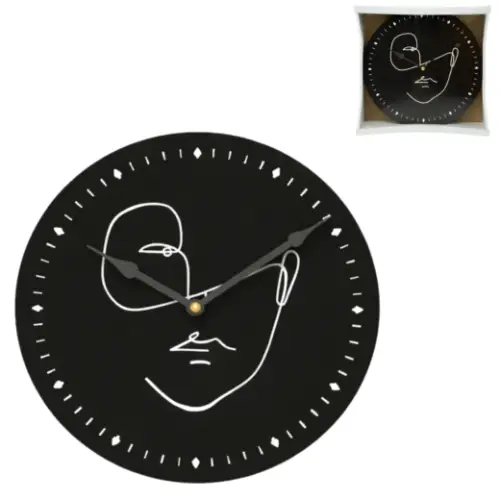 Wanduhr Gesicht schwarz D29cm