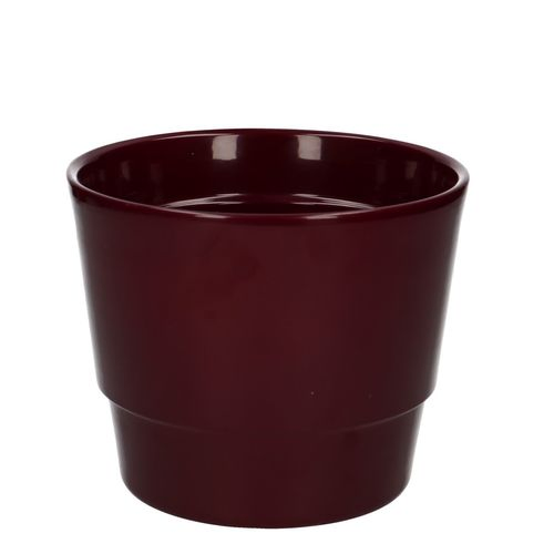 Keramik Übertopf Basic weinrot D14.5cm H12cm
