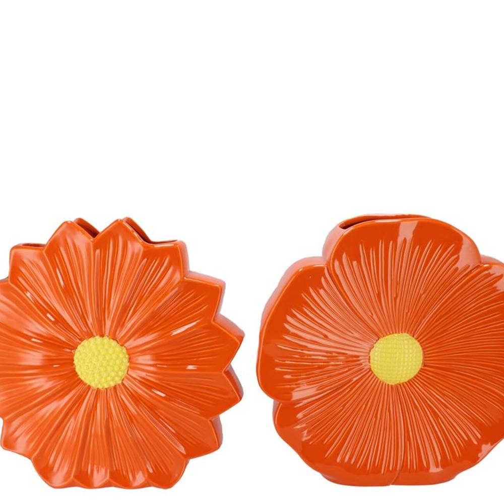 Keramik Vase Daisy Bloom mix orange 30x09x30cm