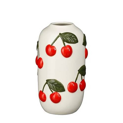 Keramik Vase Cherries weiss/rot D10cm H18cm