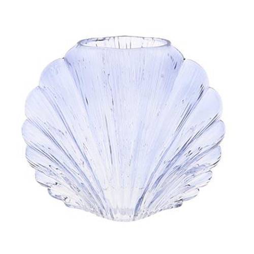 Glas Vase Muschel blau D25cm H21.5cm