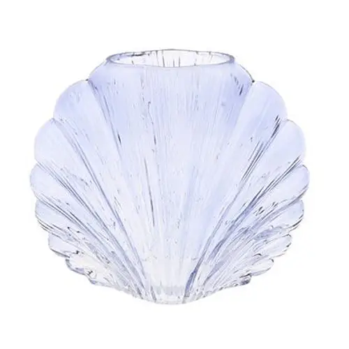 Glas Vase Muschel blau D25cm H21.5cm