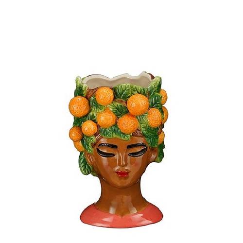 Keramik Übertopf Lady orange D13cm H20cm 