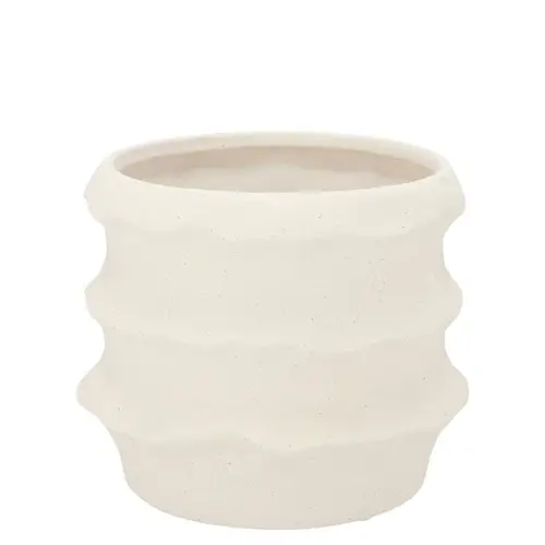 Keramik Übertopf Junia Structure weiss 13x13x10cm