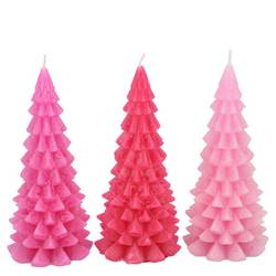 Kerze Baum Frosty mix rosa 06x12cm