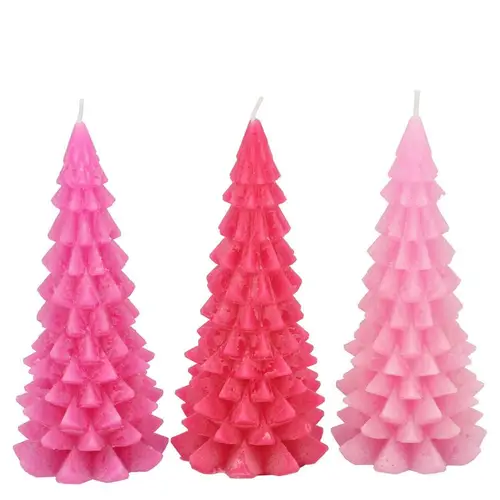 Kerze Baum Frosty mix rosa 06x12cm