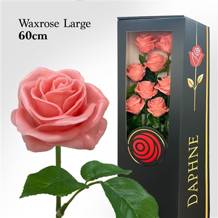 Plastik Wachs Rose L auf Stiel rosa L60cm