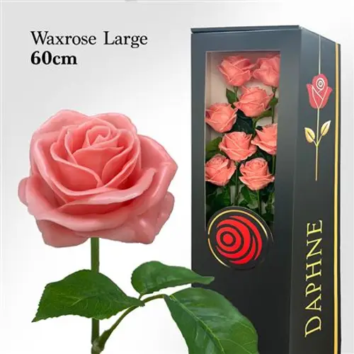 Plastik Wachs Rose L auf Stiel rosa L60cm