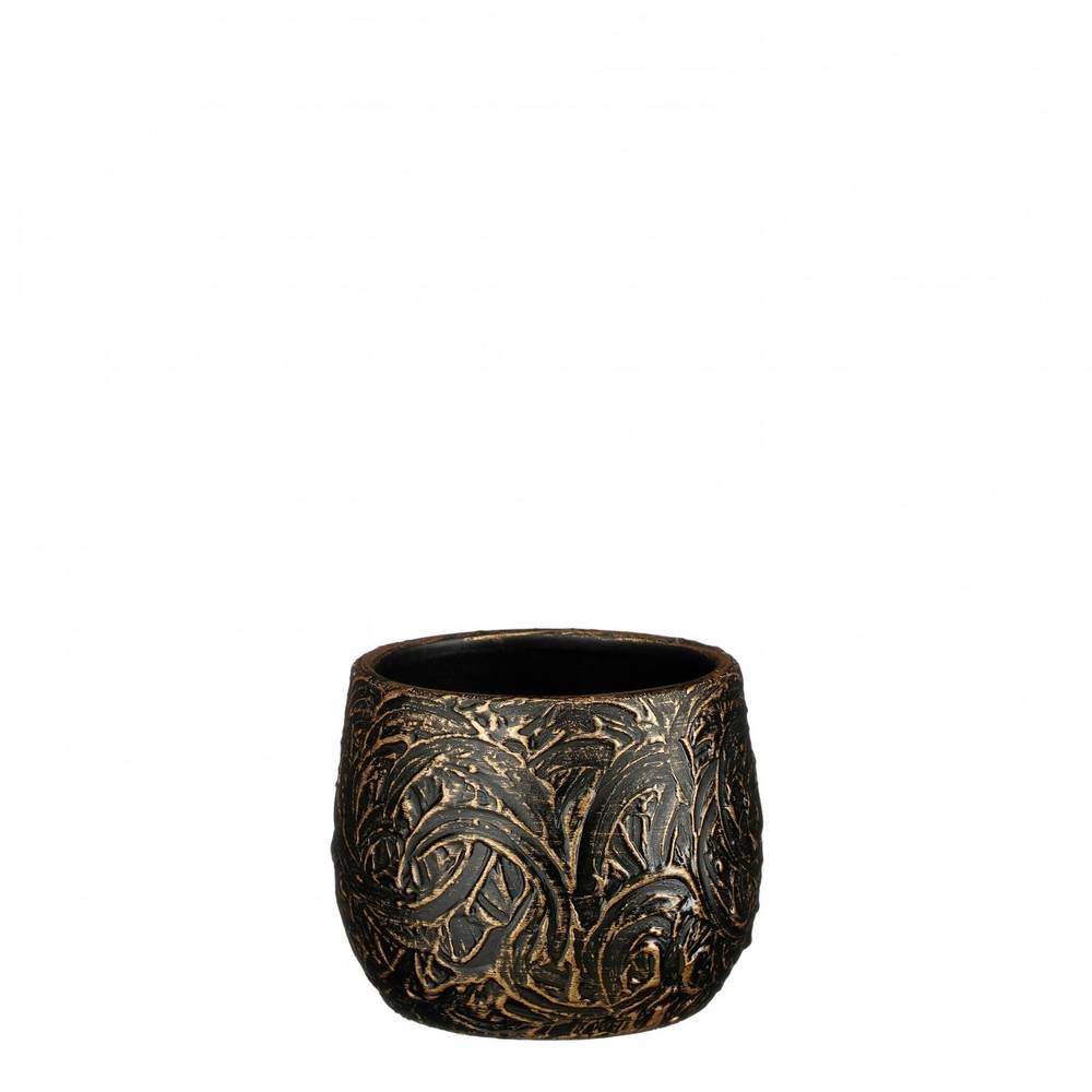 Keramik Übertopf Arthur schwarz/gold D16.5 H13cm 