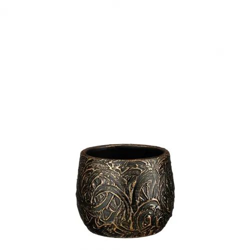 Keramik Übertopf Arthur schwarz/gold D16.5 H13cm 