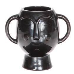 Keramik Vase Chimu schwarz D17cm H16cm