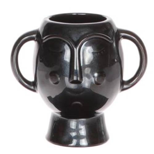 Keramik Vase Chimu schwarz D17cm H16cm