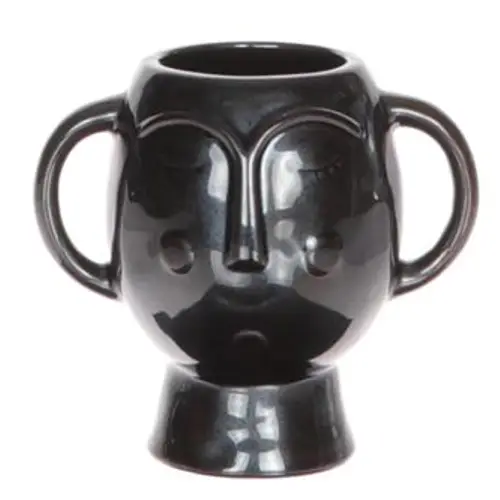 Keramik Vase Chimu schwarz D17cm H16cm