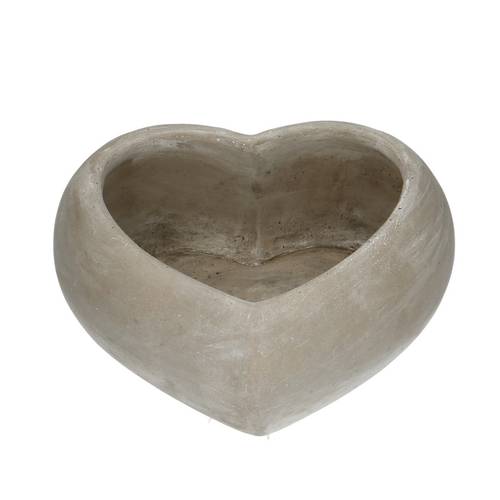 Keramik Stein Übertopf Herz grau D25x18x10cm